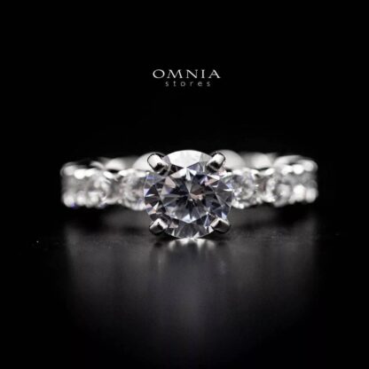 Omnia Ayana Round Cut Sparkling White Ring in 92.5 Silver with High Quality Simulated Diamonds - Image 3