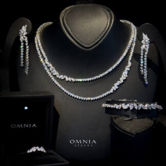 Omnia Samantha White Bridal Full Set in High Quality Zircon Stone Rhodium Plated