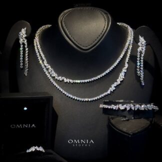 Omnia Samantha White Bridal Full Set in High Quality Zircon Stone Rhodium Plated