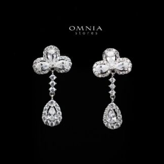 Omnia Riwa Drop Earrings in High Quality 92.5 Silver with Zircon Stones