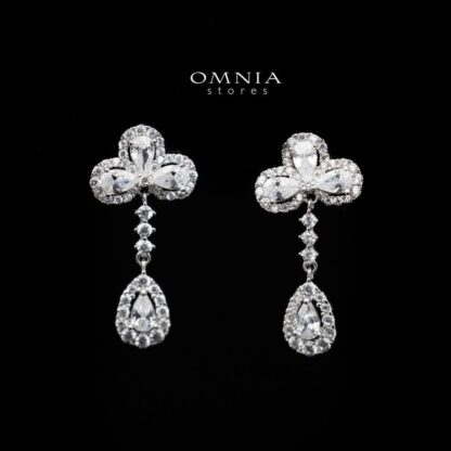 Omnia Riwa Drop Earrings in High Quality 92.5 Silver with Zircon Stones