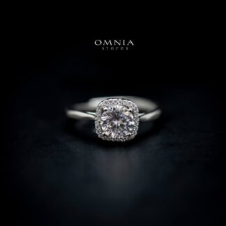 Omnia Bisan Cushion Cut Ring in 92.5 Silver with High Quality Moissanite Stone