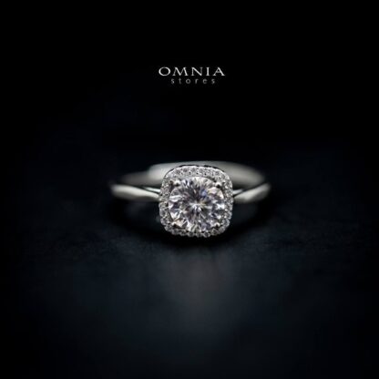 Omnia Bisan Cushion Cut Ring in 92.5 Silver with High Quality Moissanite Stone