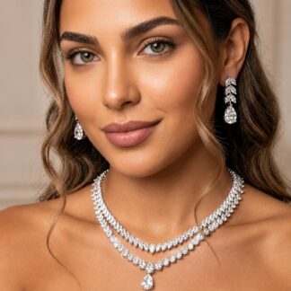 Malika Necklace 925 Silver in High Quality Simulated Diamonds