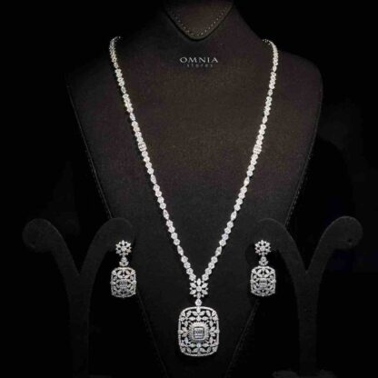 Omnia Safa Najila Bridal Bundle Full Set in High Quality Zircon Stone in Rhodium Plated - Image 2