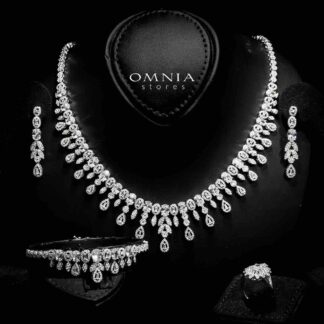 Omnia Nihal White Bridal Full Set in 925 Silver High Quality Simulated Diamonds