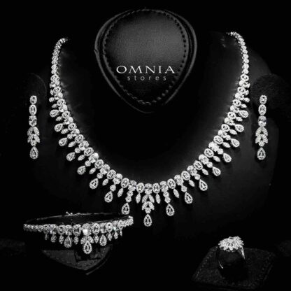 Omnia Nihal White Bridal Full Set in 925 Silver High Quality Simulated Diamonds