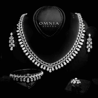 Omnia Noora White Bridal Full Set in 925 Silver High Quality Simulated Diamonds
