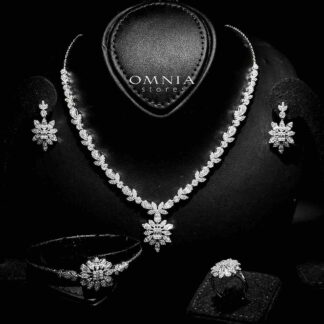 Omnia Jawali White Bridal Full Set in 925 Silver High Quality Simulated Diamonds