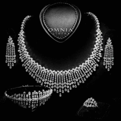 Omnia Bashayer White Bridal Full Set in 925 Silver High Quality Simulated Diamonds
