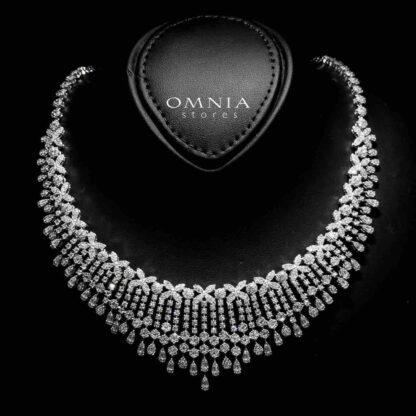 Omnia Bashayer White Bridal Full Set in 925 Silver High Quality Simulated Diamonds - Image 2