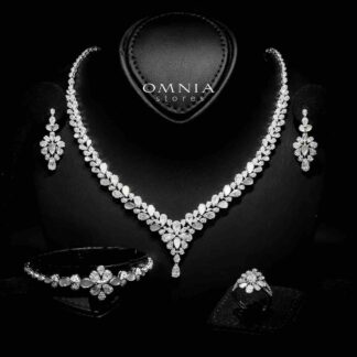 Omnia Qamar White Bridal Full Set in 925 Silver High Quality Simulated Diamonds