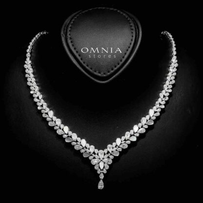 Omnia Qamar White Bridal Full Set in 925 Silver High Quality Simulated Diamonds - Image 2
