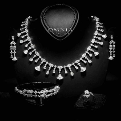 Omnia Raihana White Bridal Full Set in 925 Silver High Quality Simulated Diamonds