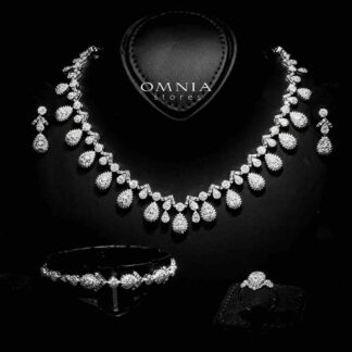 Omnia Hana White Bridal Full Set in 925 Silver High Quality Simulated Diamonds