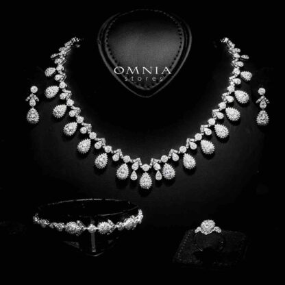 Omnia Hana White Bridal Full Set in 925 Silver High Quality Simulated Diamonds