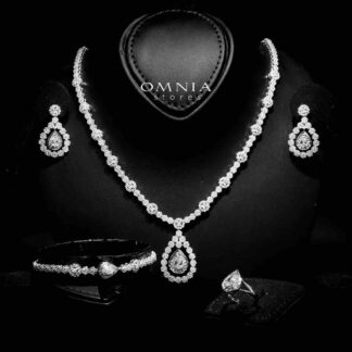 Omnia Sabeen White Bridal Full Set in 925 Silver High Quality Simulated Diamonds