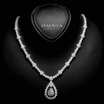 Omnia Sabeen White Bridal Full Set in 925 Silver High Quality Simulated Diamonds - Image 2