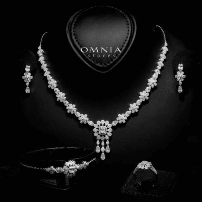Omnia Aya White Bridal Full Set in 925 Silver High Quality Simulated Diamonds
