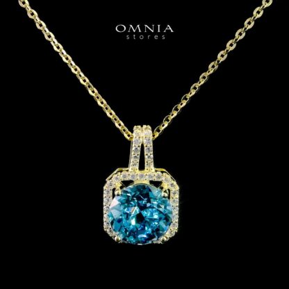 SUPER SALE!!! Omnia Malak Blue Pendant Necklace and Earrings Set in 925 Silver Ice Cut Square Stones - Image 4