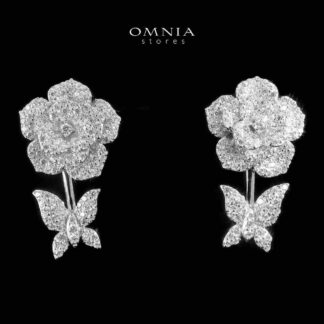 Omnia Olla White Earrings In 925 Silver In High Quality Simulated diamonds