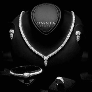 Omnia Rasheedah White Bridal Full Set in 925 Silver High Quality Simulated Diamonds