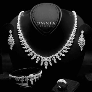 Omnia Sharifah White Bridal Full Set in 925 Silver High Quality Simulated Diamonds