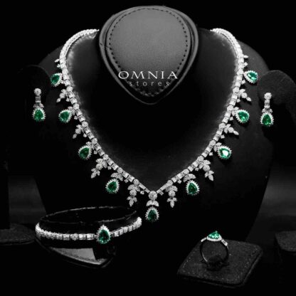 Omnia Milena Green Bridal Full Set in 925 Silver High Quality Simulated Diamonds