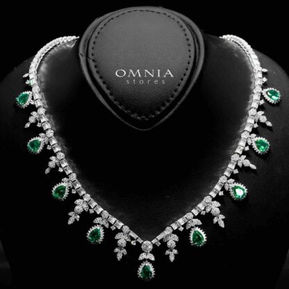 Omnia Milena Green Bridal Full Set in 925 Silver High Quality Simulated Diamonds - Image 2