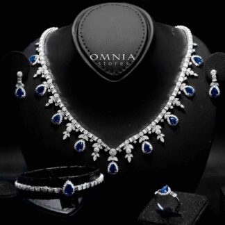 Omnia Milena Blue Bridal Full Set in 925 Silver High Quality Simulated Diamonds