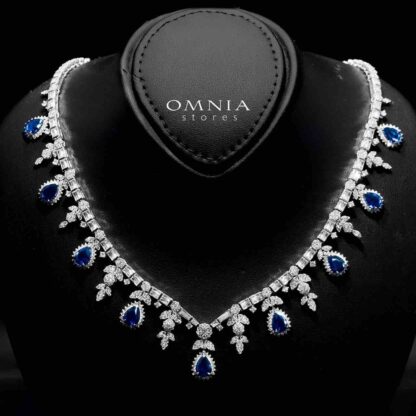 Omnia Milena Blue Bridal Full Set in 925 Silver High Quality Simulated Diamonds - Image 2