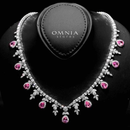 Omnia Milena Pink Bridal Full Set in 925 Silver High Quality Simulated Diamonds - Image 2