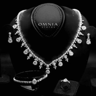 Omnia Milena White Bridal Full Set in 925 Silver High Quality Simulated Diamonds