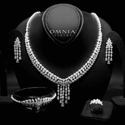 Omnia Suna White Bridal Full Set in 925 Silver High Quality Simulated Diamonds