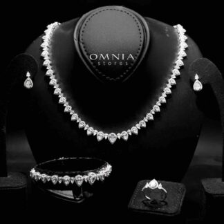 Omnia Sundus White Bridal Full Set in 925 Silver High Quality Simulated Diamonds