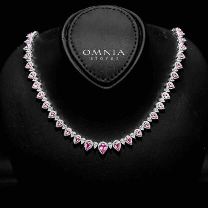 Omnia Sundus Pink Bridal Full Set in 925 Silver High Quality Simulated Diamonds - Image 2