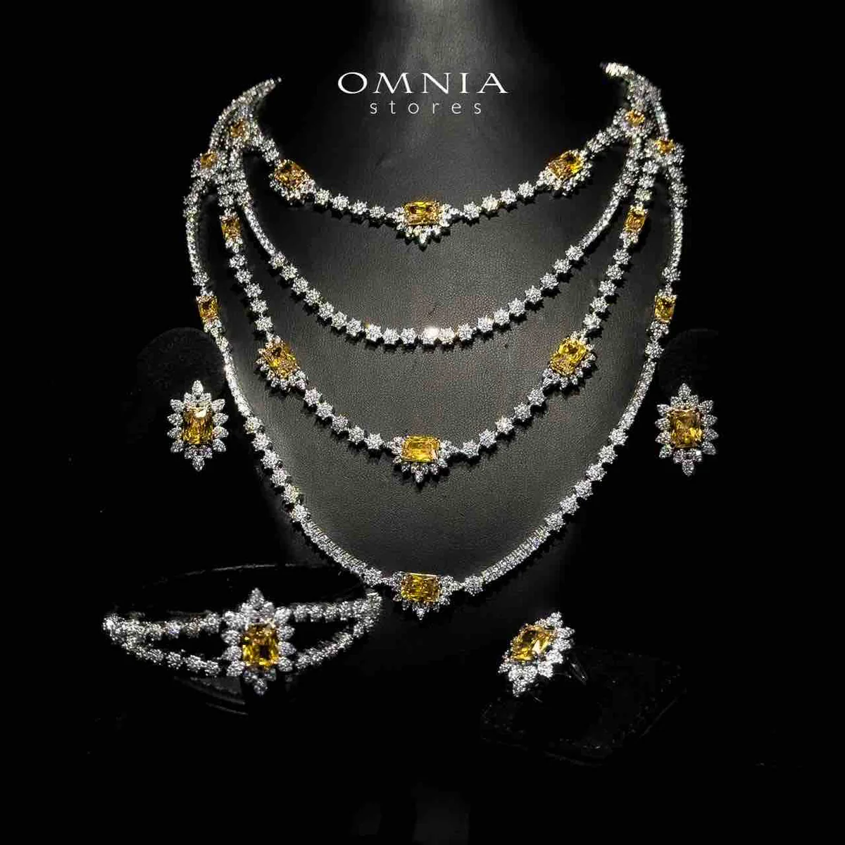 Omnia Blair Dark Yellow Luxury Bridal Full Set High Quality Simulated Diamonds - Image 2
