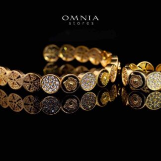 Omnia Golden Cuff With Bracelet and Ring with Black In Rhodium Plated