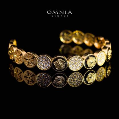 Omnia Golden Cuff With Bracelet and Ring with Black In Rhodium Plated - Image 2