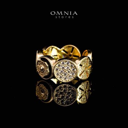 Omnia Golden Cuff With Bracelet and Ring with Black In Rhodium Plated - Image 3
