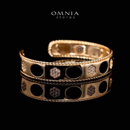 Omnia Golden Coverd Cuff With Bracelet and Ring with Black In Rhodium Plated - Image 2