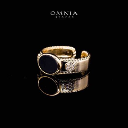 Omnia Golden Coverd Cuff With Bracelet and Ring with Black In Rhodium Plated - Image 3