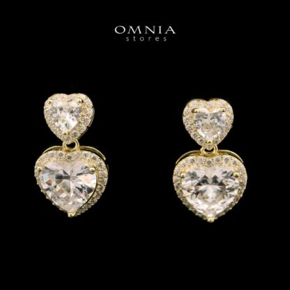 Omnia Lian Celestial Heart Drop Earrings with High Quality Iced Cut Stone in 92.5 Silver - Image 2