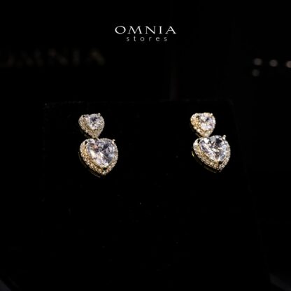Omnia Lian Celestial Heart Drop Earrings with High Quality Iced Cut Stone in 92.5 Silver - Image 4