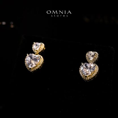 Omnia Lian Celestial Heart Drop Earrings with High Quality Iced Cut Stone in 92.5 Silver - Image 3
