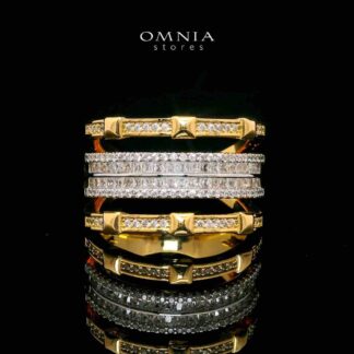 Omnia Lara Elegant Golden Ring in High Quality Copper Rhodium Plated