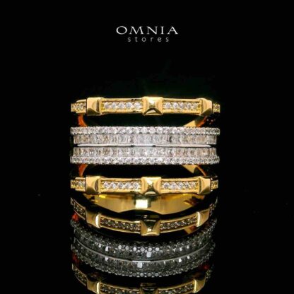 Omnia Lara Elegant Golden Ring in High Quality Copper Rhodium Plated
