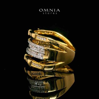 Omnia Lara Elegant Golden Ring in High Quality Copper Rhodium Plated - Image 2