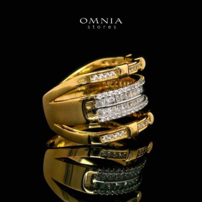 Omnia Lara Elegant Golden Ring in High Quality Copper Rhodium Plated - Image 3
