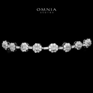 Omnia Tanwir Bracelet in High Quality Zircon Stone Rhodium Plated